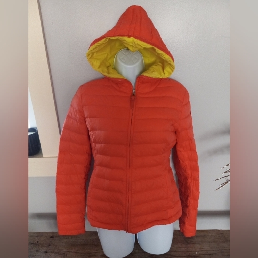 RUDSAK Orange Packable Down Jacket sz XS, Hooded.